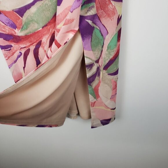 Wayf Mesh Slip Dress NWT Midi Pink Purple Abstract Tropical Tank Sun Size Medium - Picture 4 of 9